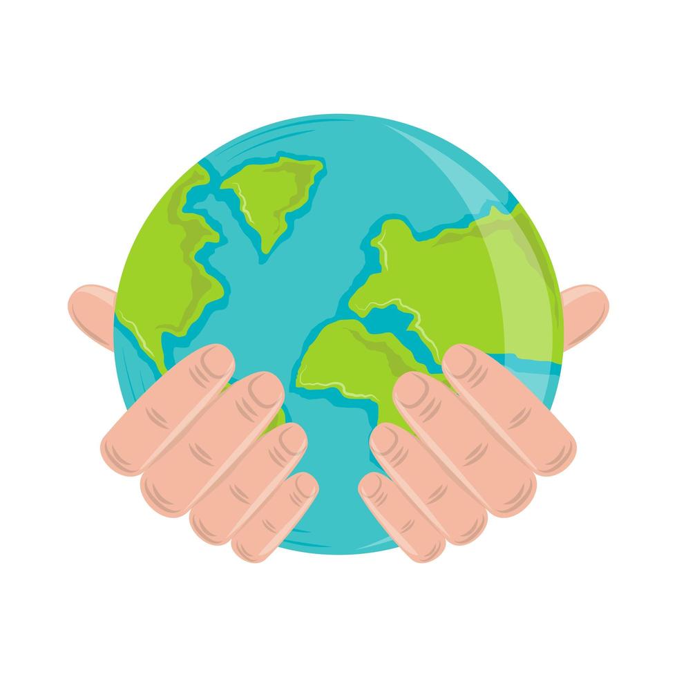 hands holding planet vector