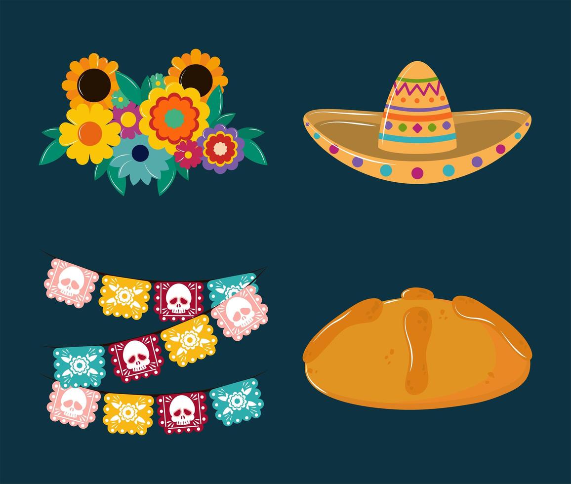 day of the dead, set vector