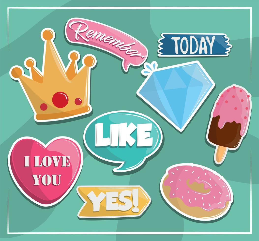 set of decoration stickers vector