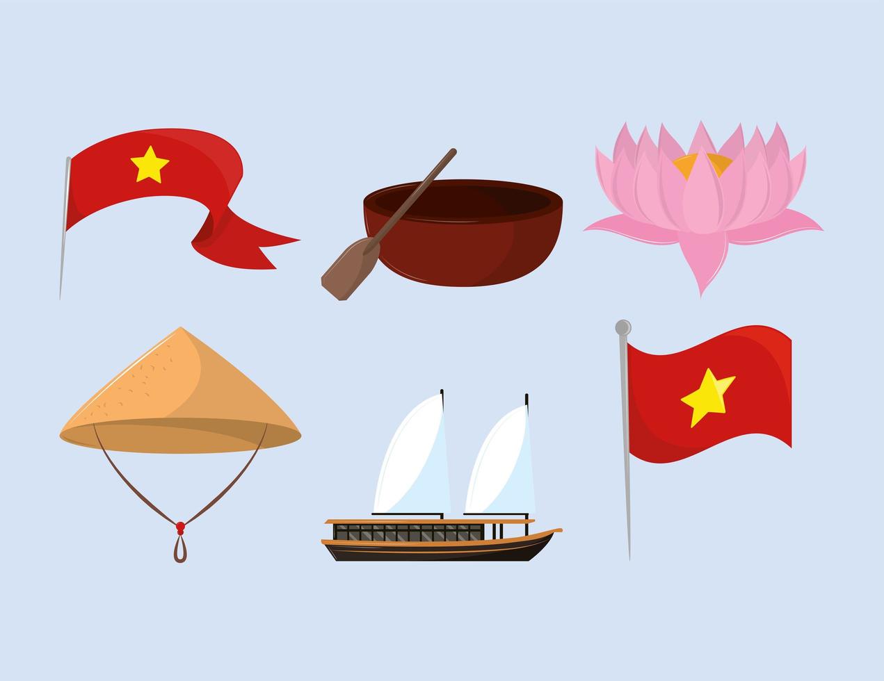 vietnamese flat icons vector