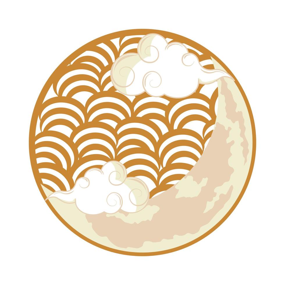moon with clouds chinese vector