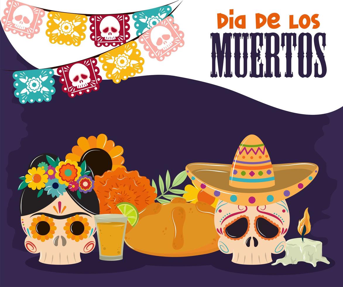 tarjeta del dia de los muertos vector