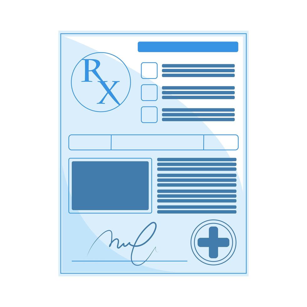 prescripción de medicamentos con firma vector