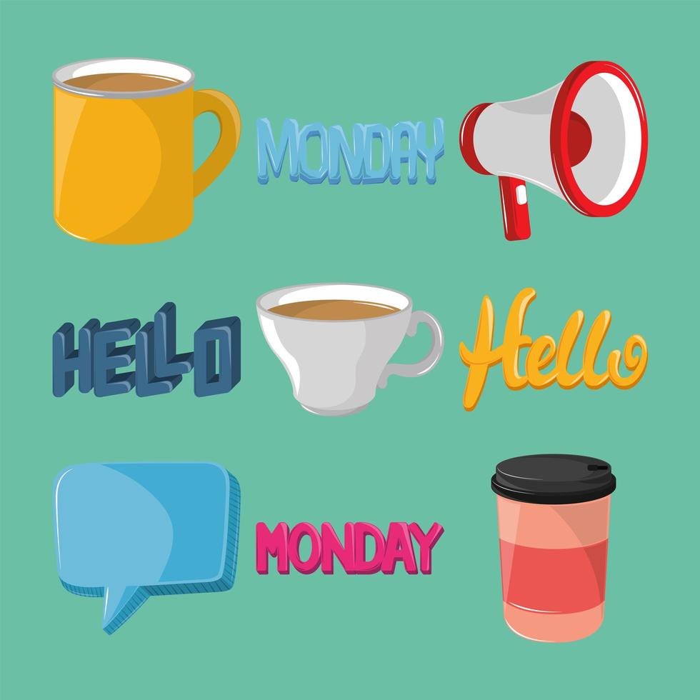 set of hello monday vector