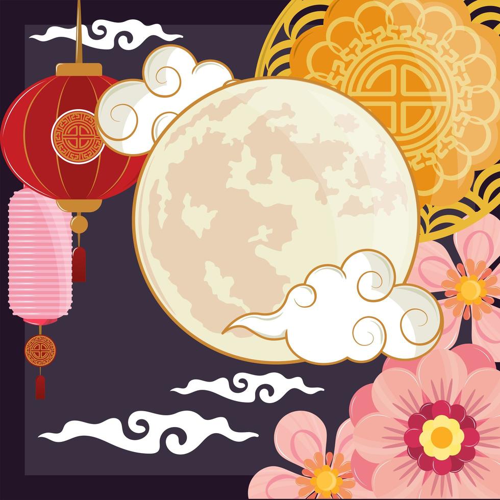 chinese moon flowers vector