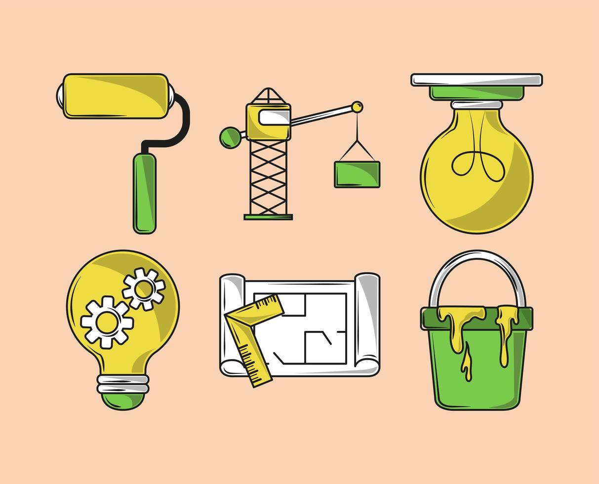 set of construction tools vector
