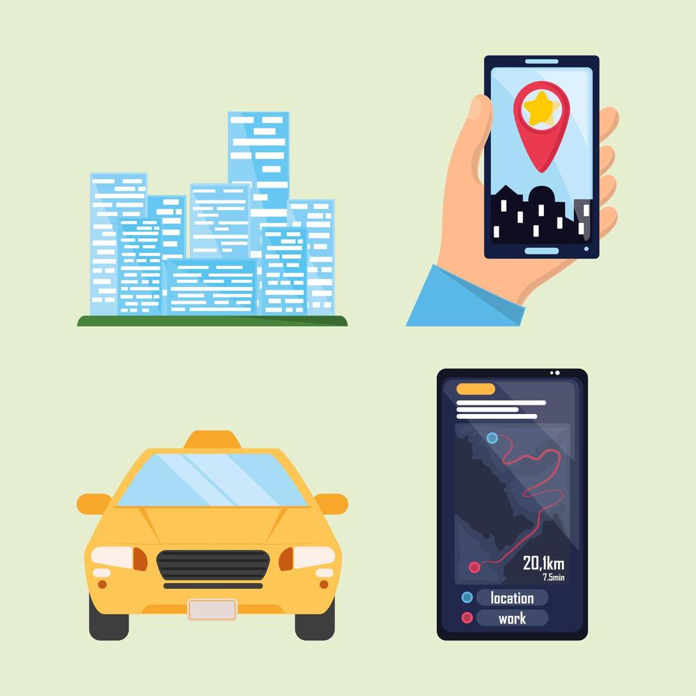set of transport app vector