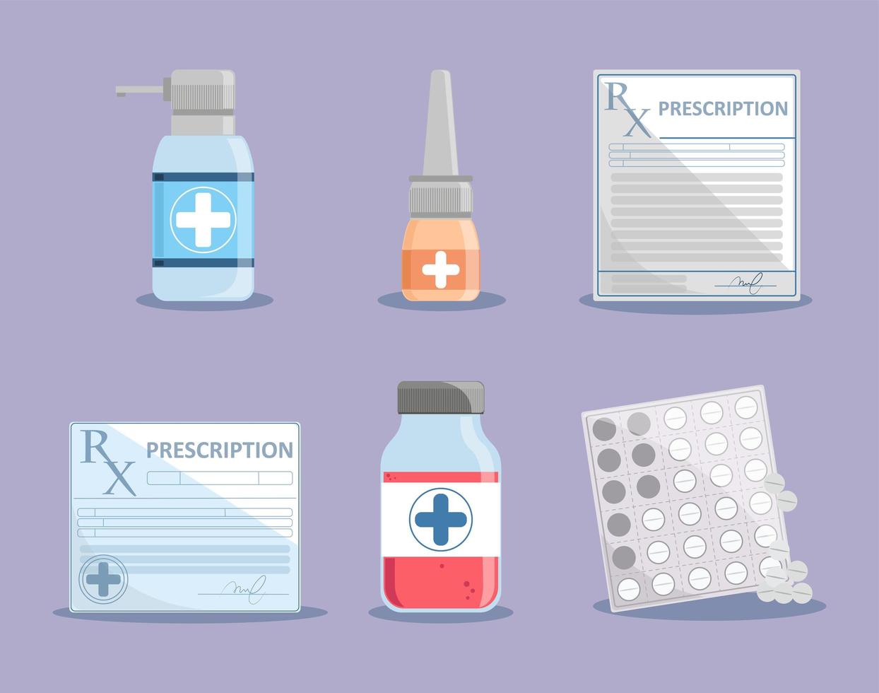 medicine prescription and bottles vector