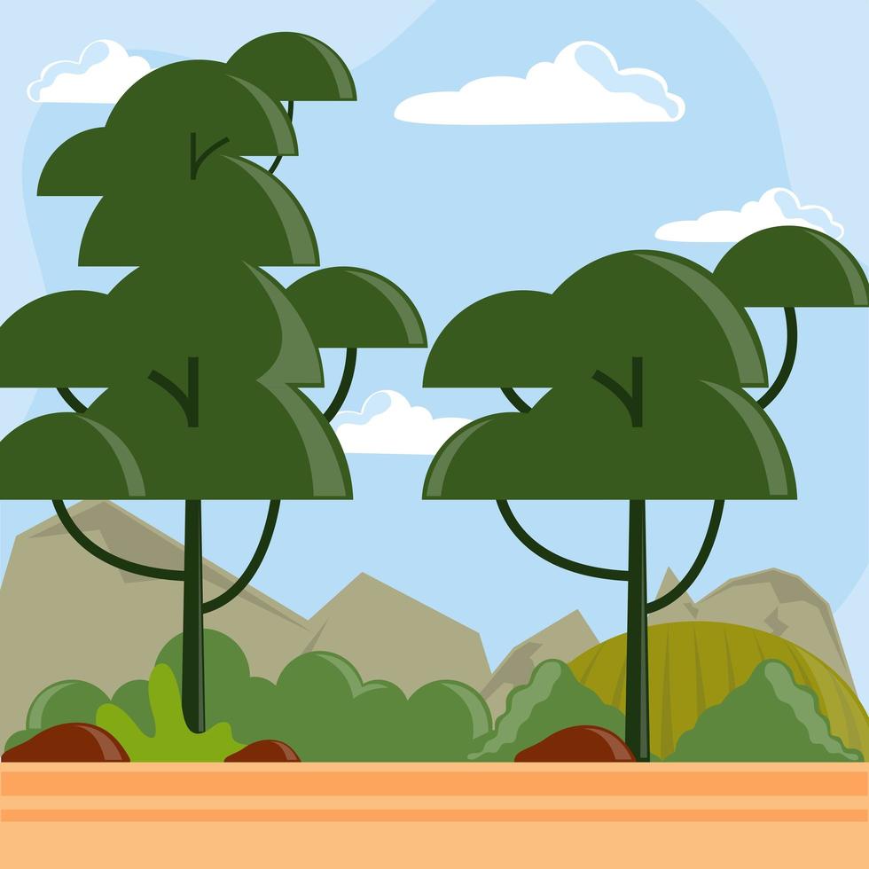 landscape trees hills vector