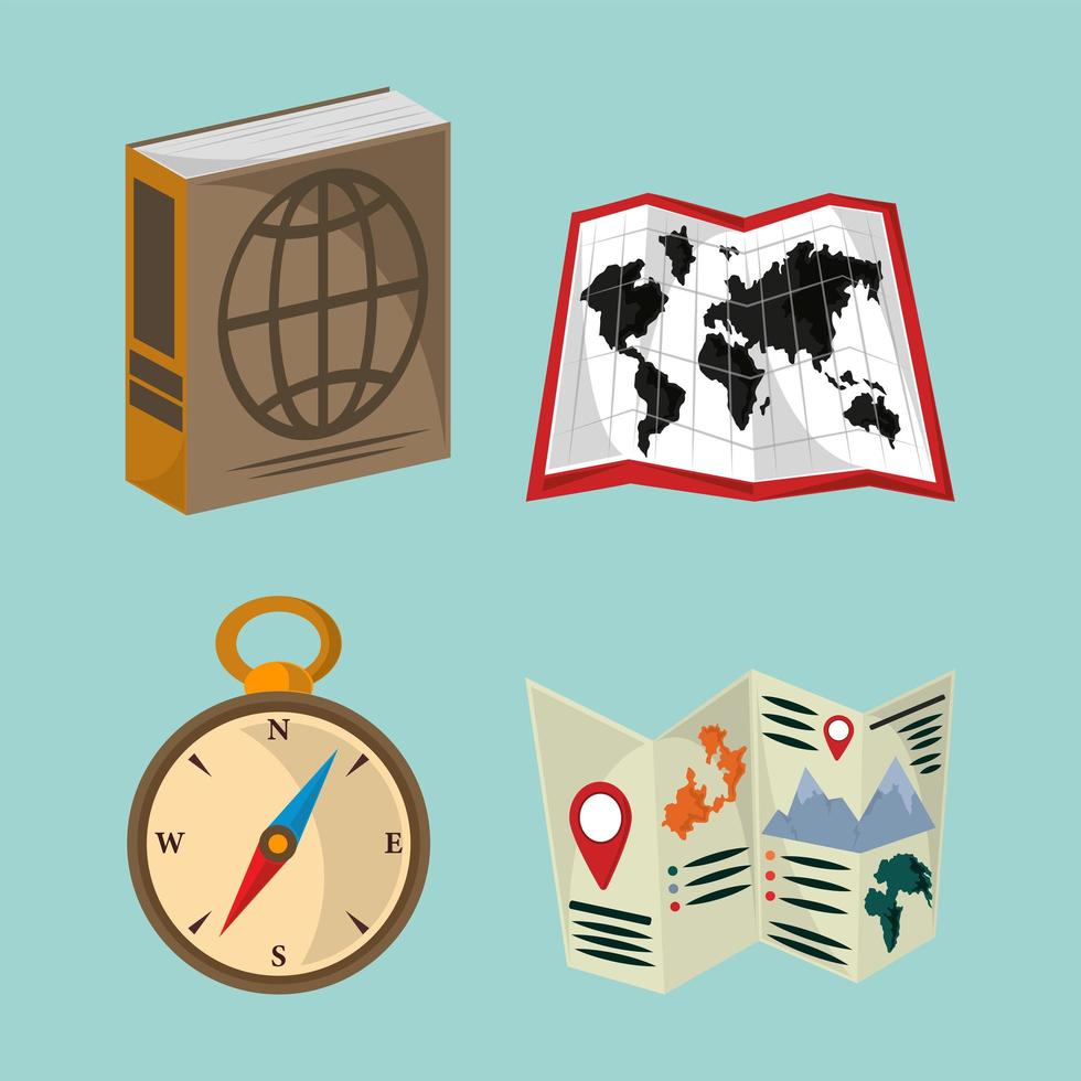 collection icons geography vector