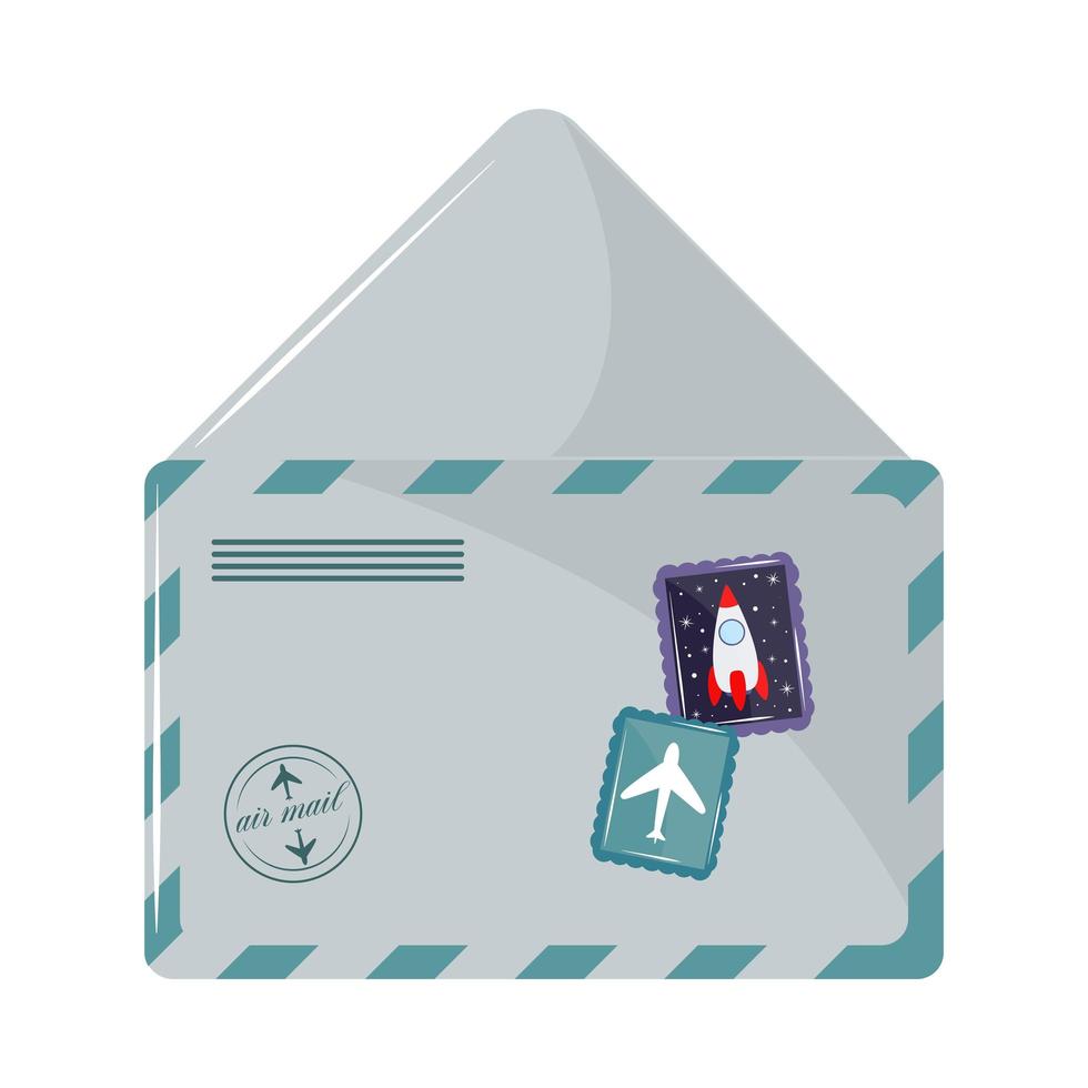 postal envelope with stamp vector