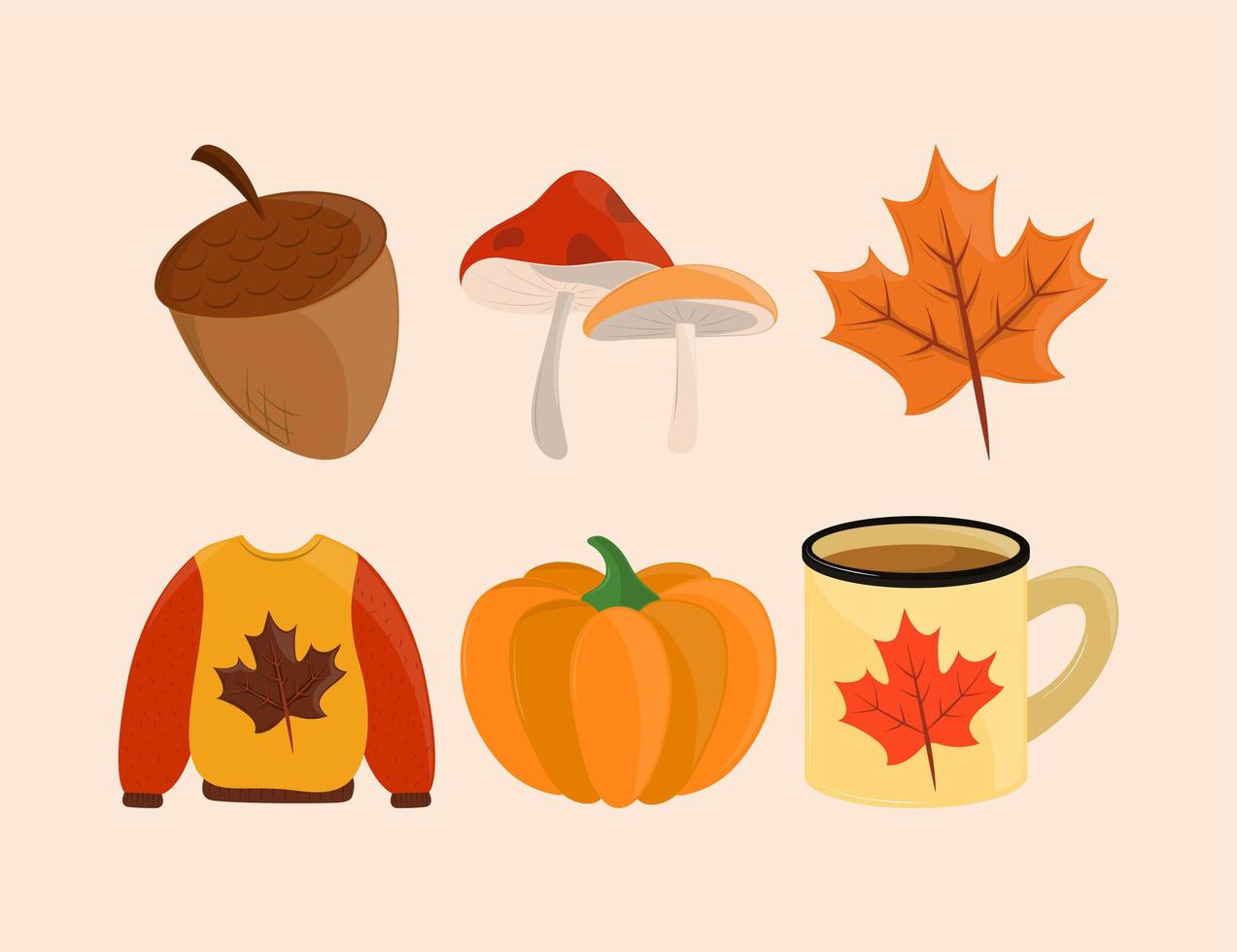 set autumn season vector