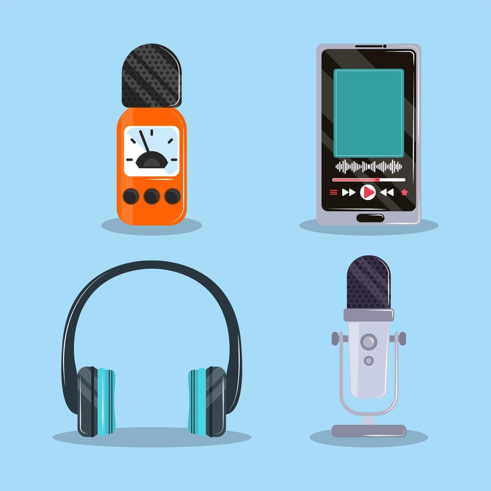 different podcasting stuff vector