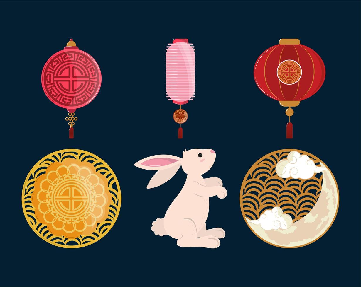 chinese mid autumn set vector