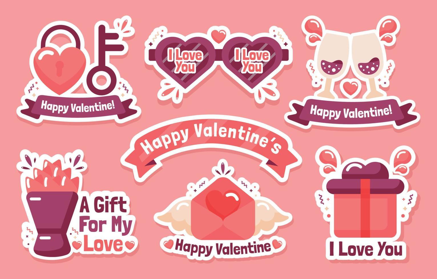 Valentine's Day Sticker Collection vector