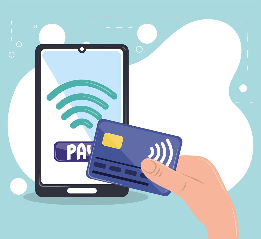 contactless payment credit card vector