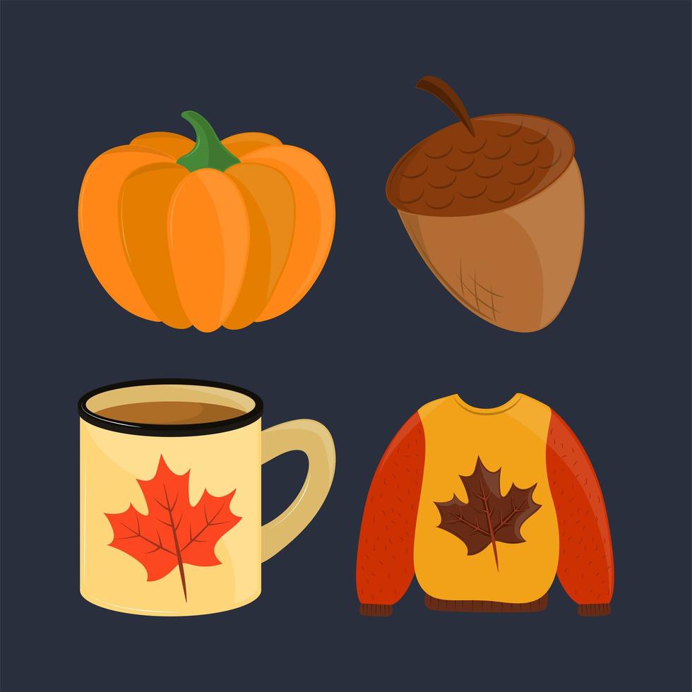 icon set autumn season vector