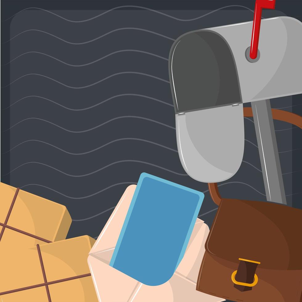 postal mailbox and bag vector