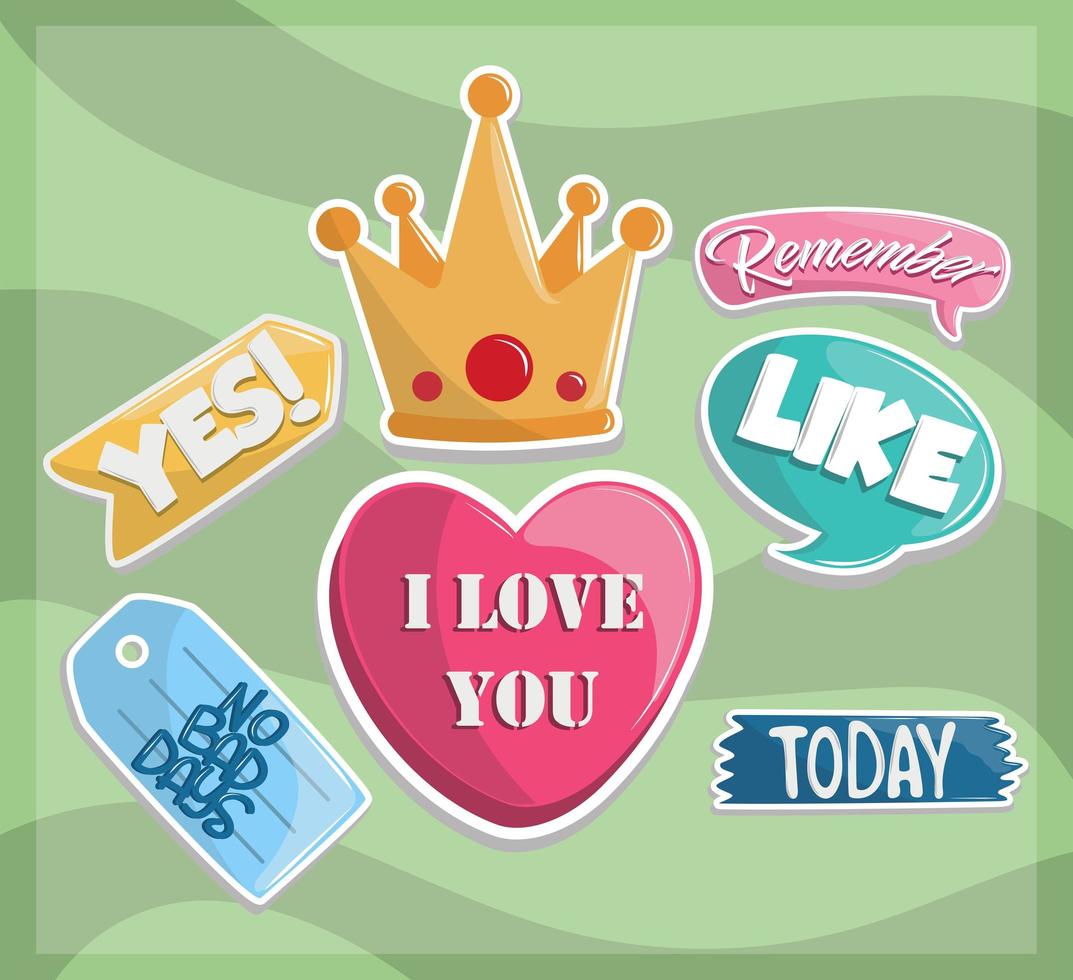 stickers icons set vector
