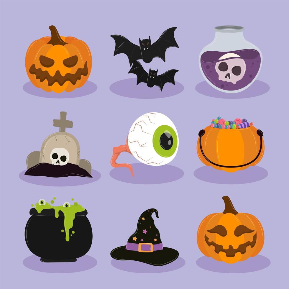 halloween festive icons vector