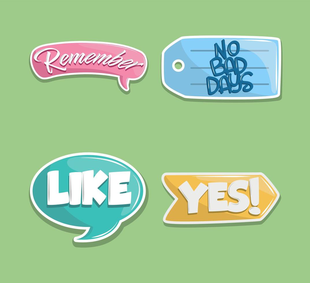 stickers with different text vector