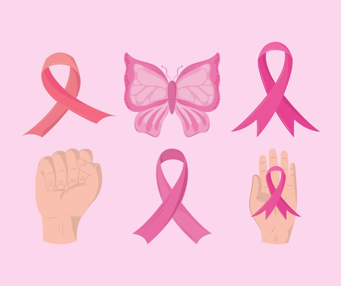 iconos de cancer de mama vector