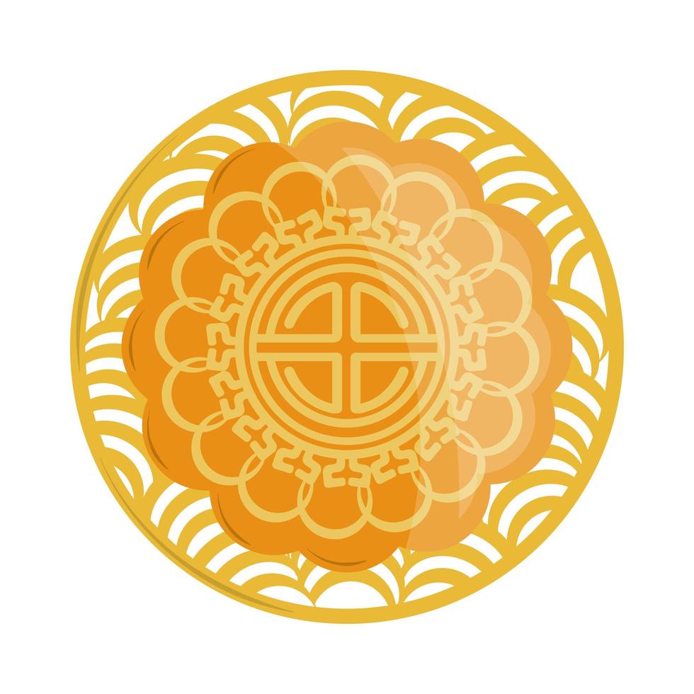 oriental mooncake dessert vector