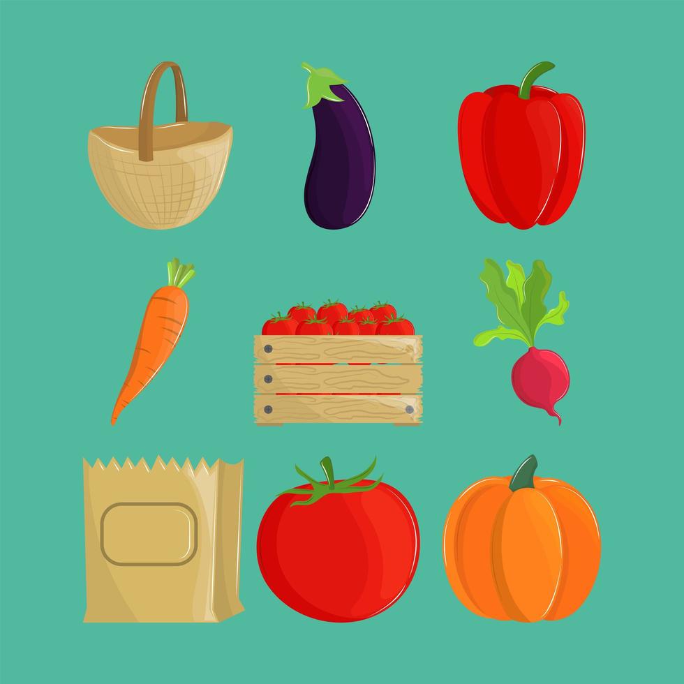 vegetables and eco friendly bag vector