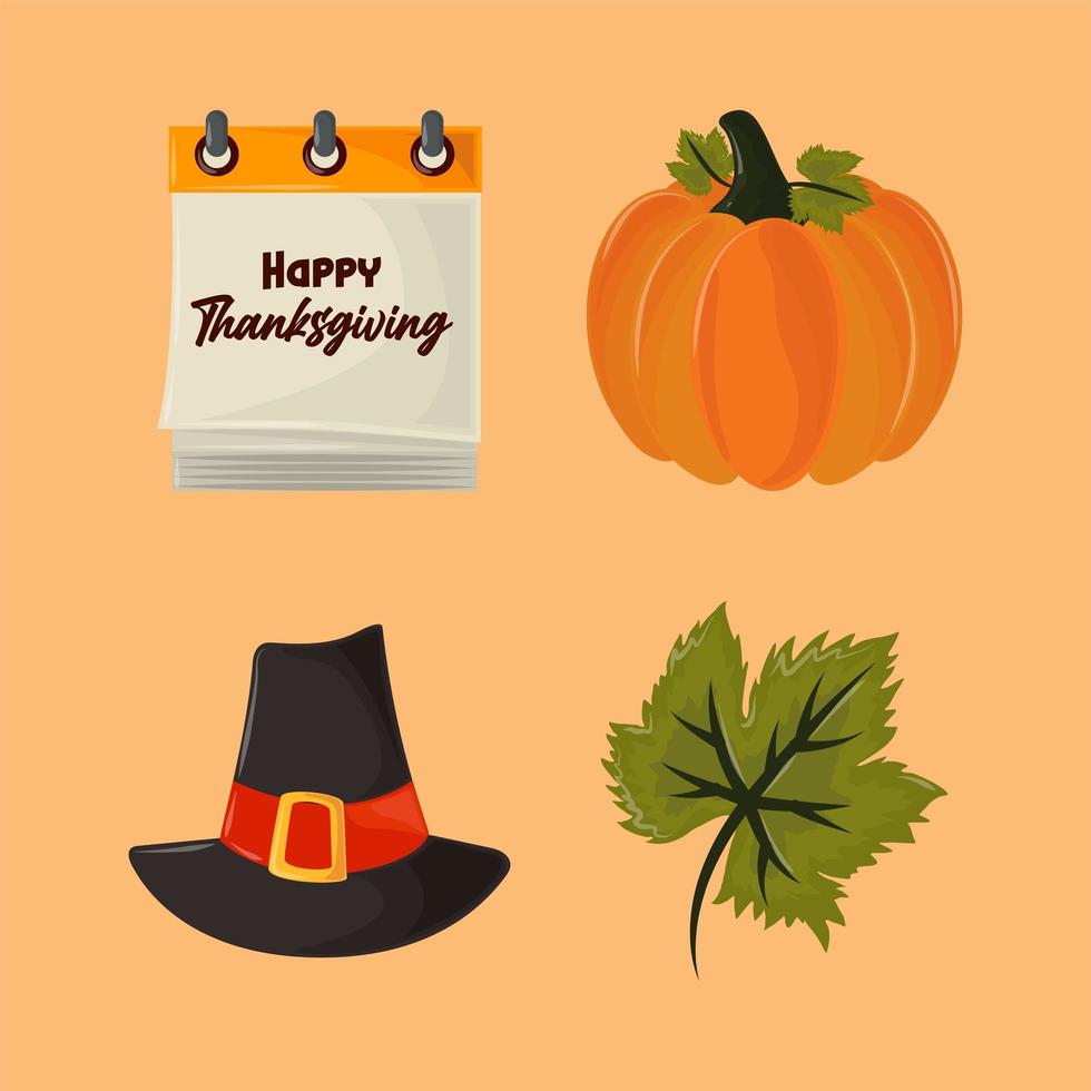 icon set of thanksgiving vector