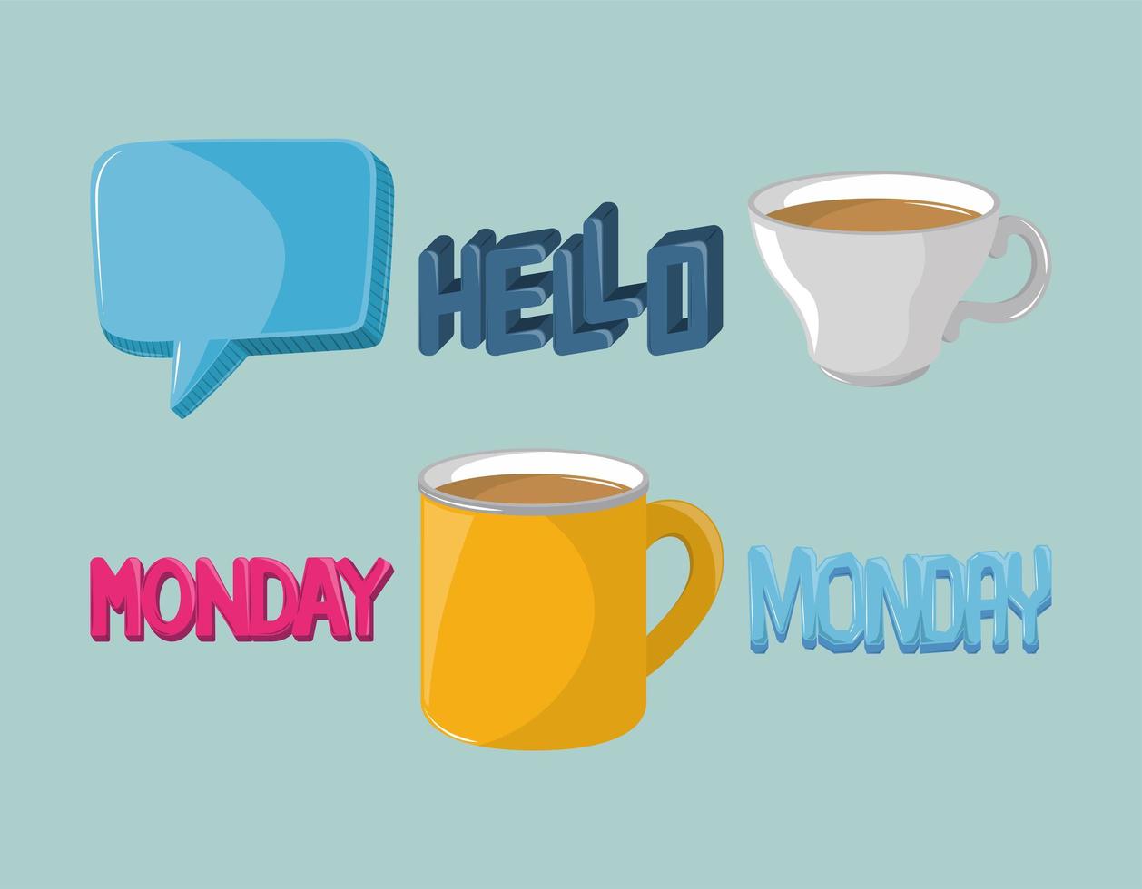 hello monday set vector