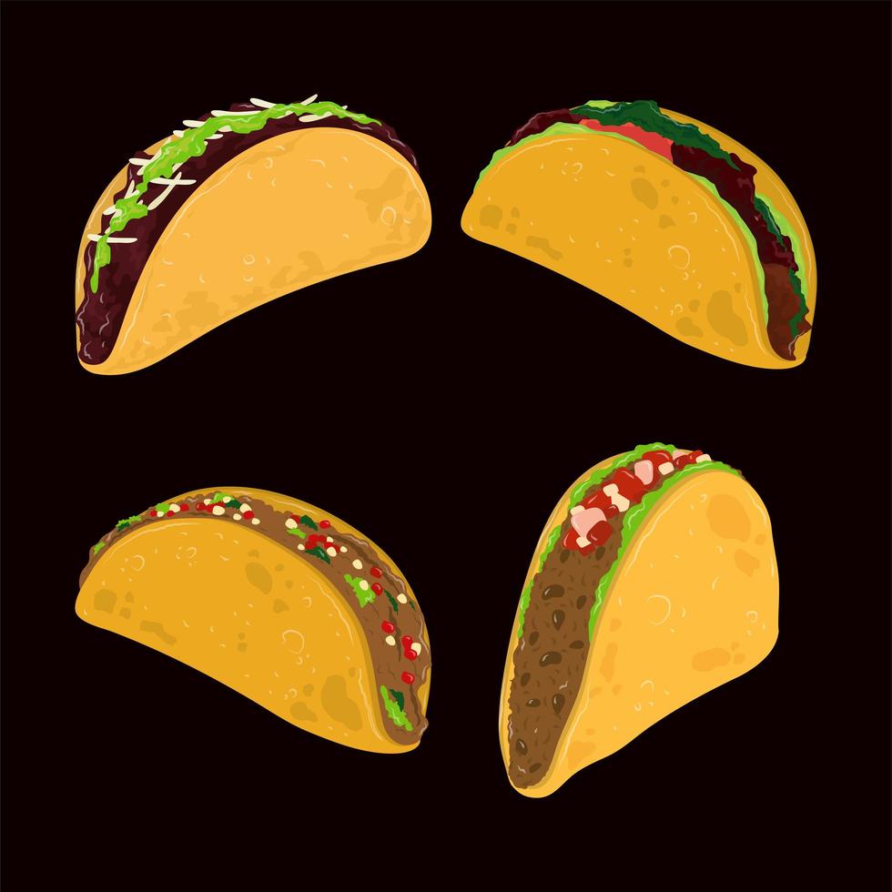 set of mexican tacos vector
