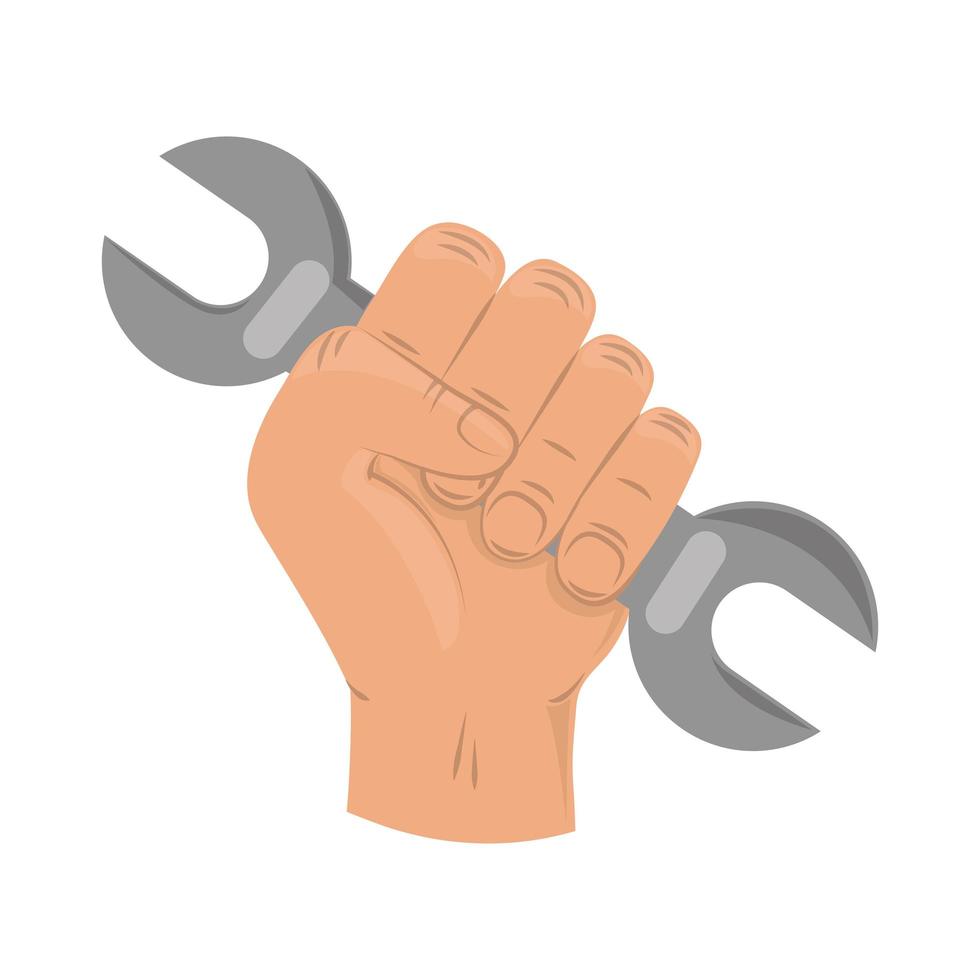 hand holding wrench vector