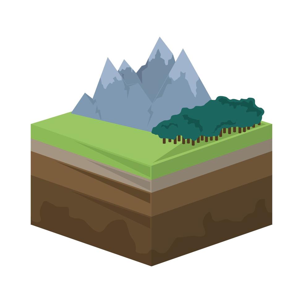 montañas paisaje isométrico vector