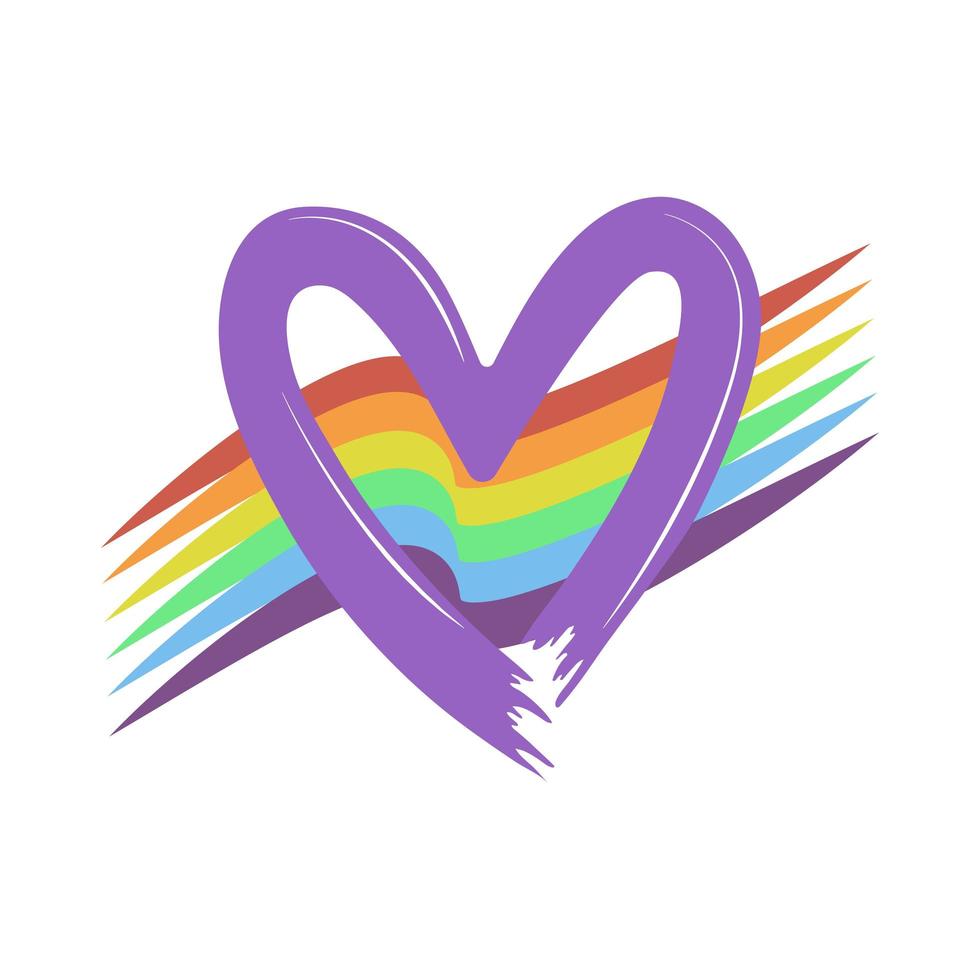 stroke rainbow and heart vector