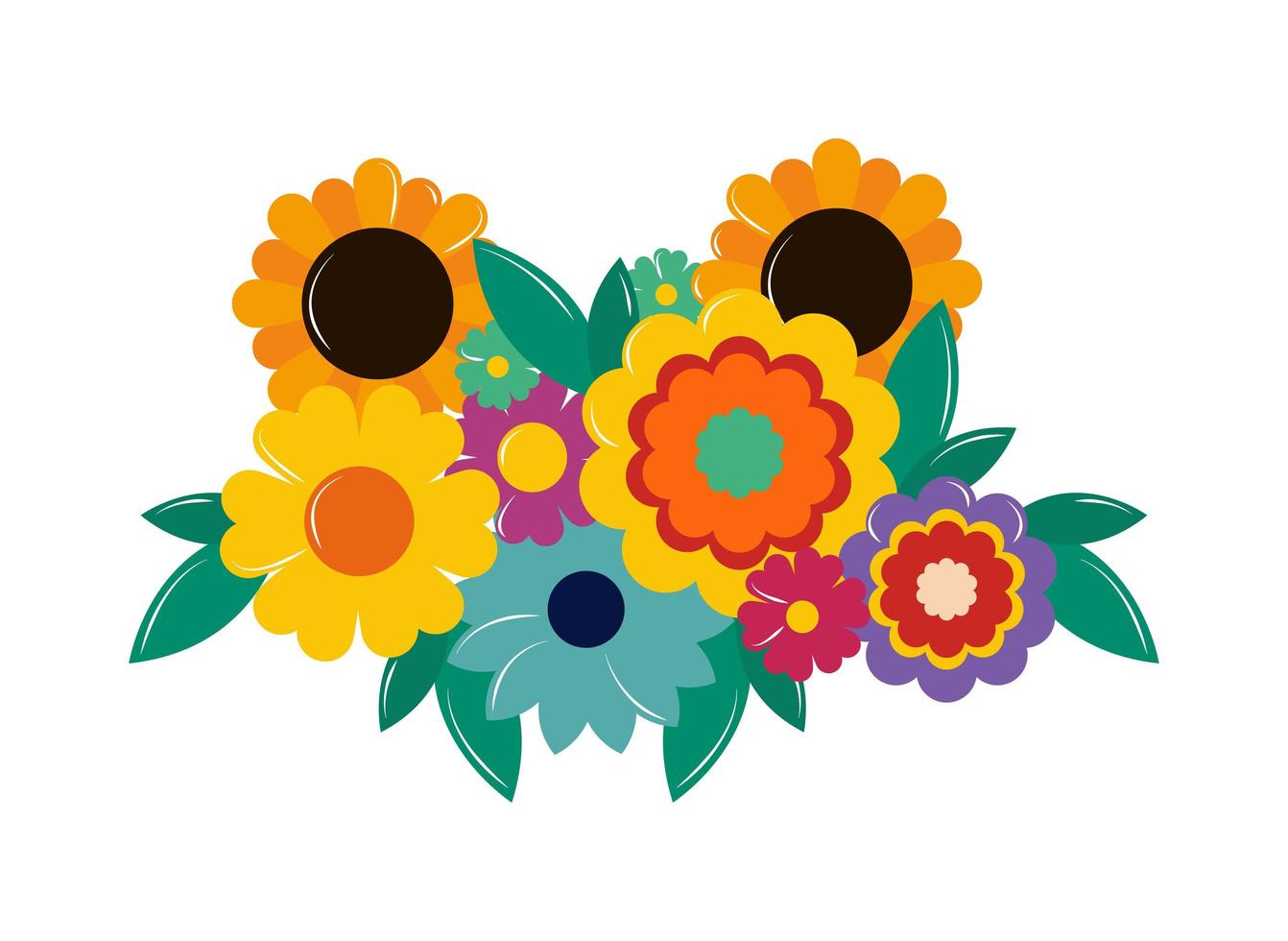decorative flowers foliage vector