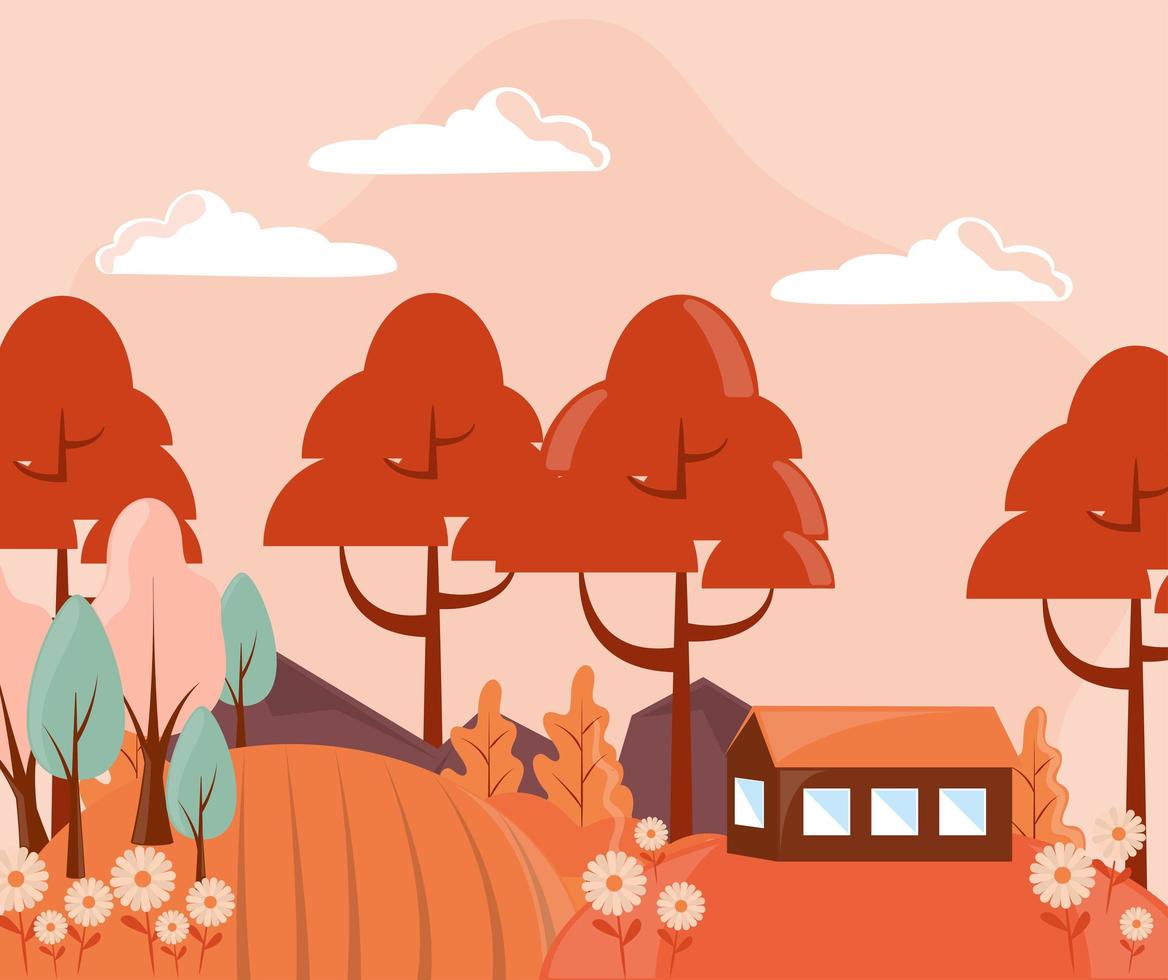 autumn scene landscape vector