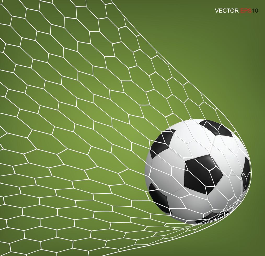 Soccer football ball in goal and white net. Vector. vector