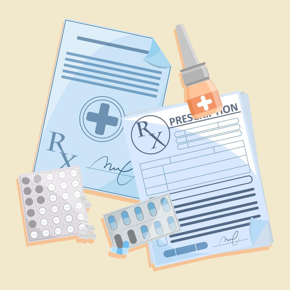 various medicine and prescription vector