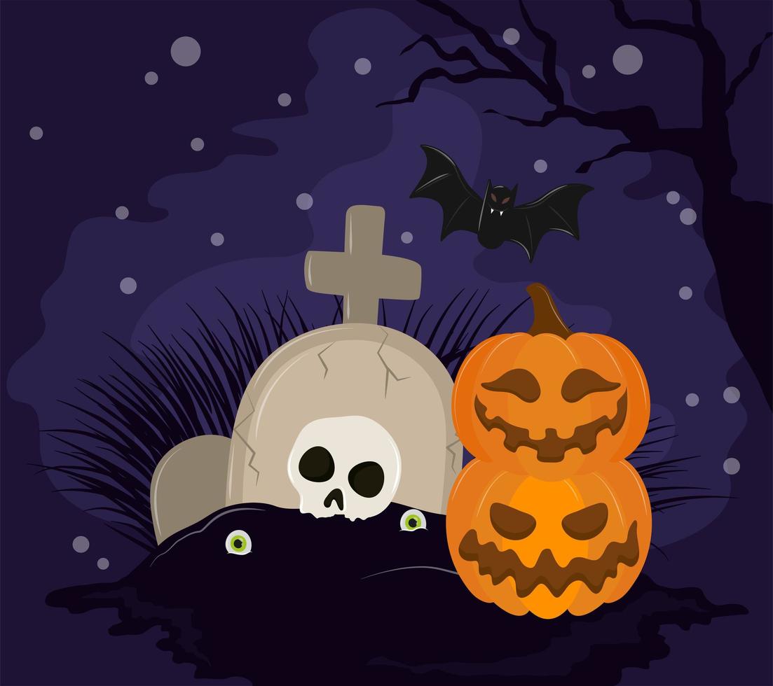 halloween pumpkin cmetery vector
