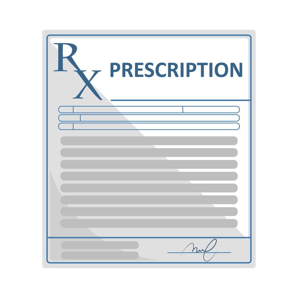 prescripción de medicamentos en blanco rx vector