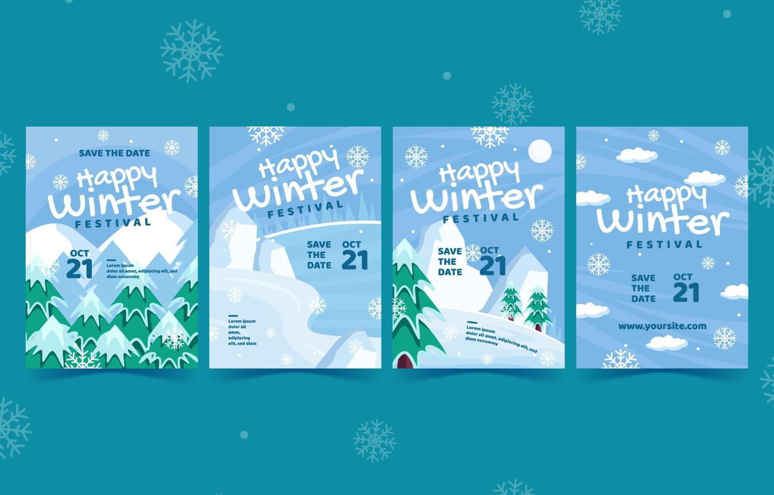 Winter Festivity Invitation Set vector