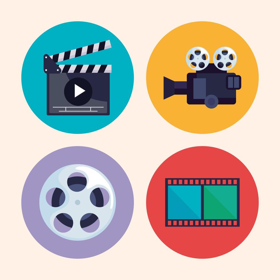 símbolos de producción de video vector
