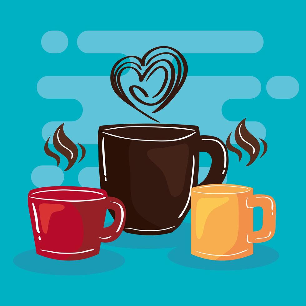 cups of fresh coffee vector