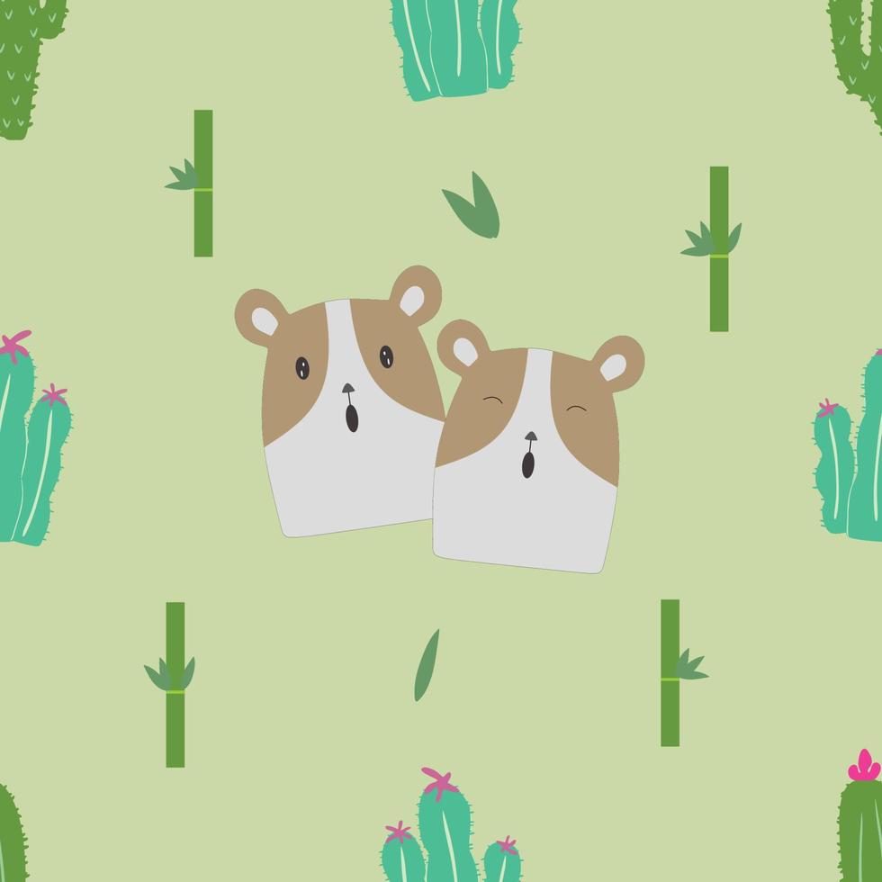 two doodles surrounded by cactus and bamboo vector