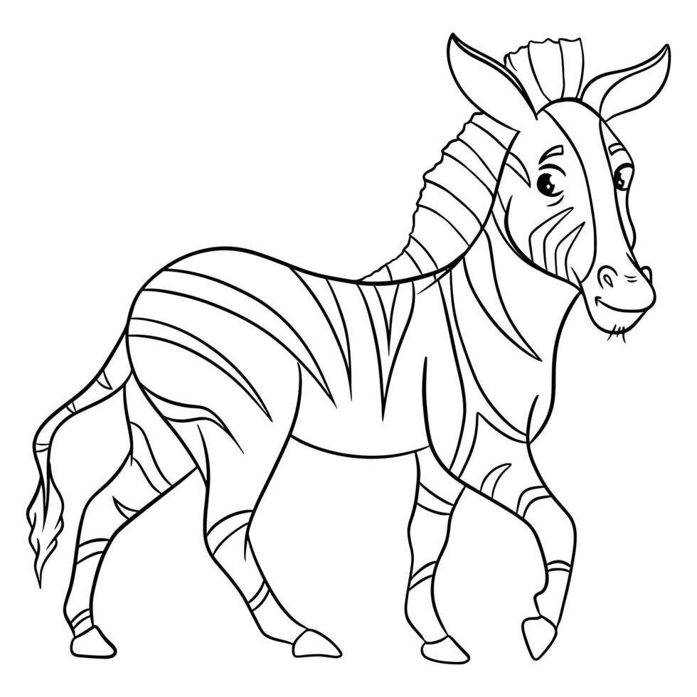 Animal character funny zebra in line style. Children's illustration. vector