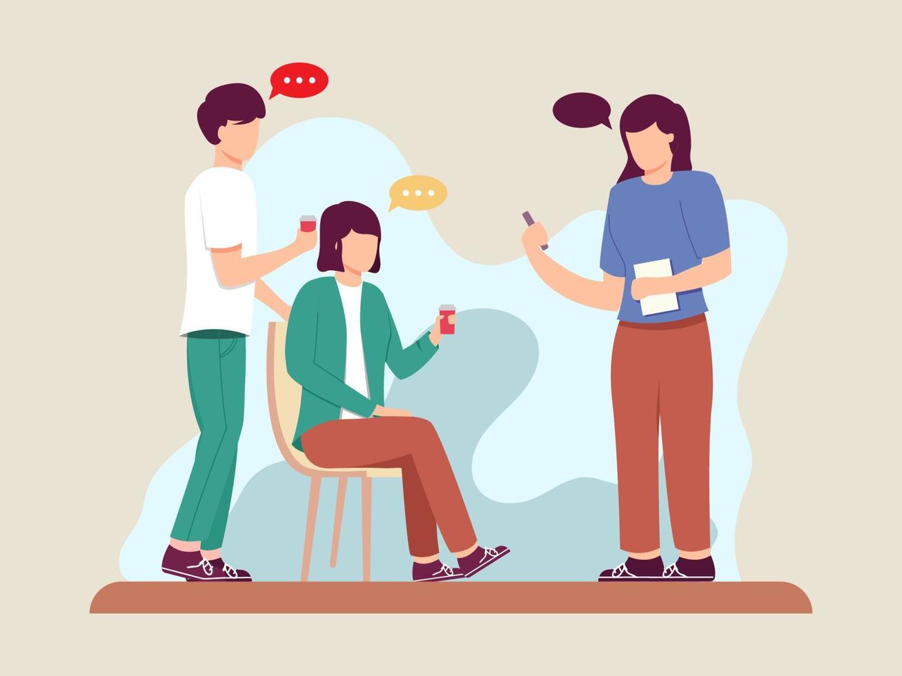 Flat design people standing and talking each people vector
