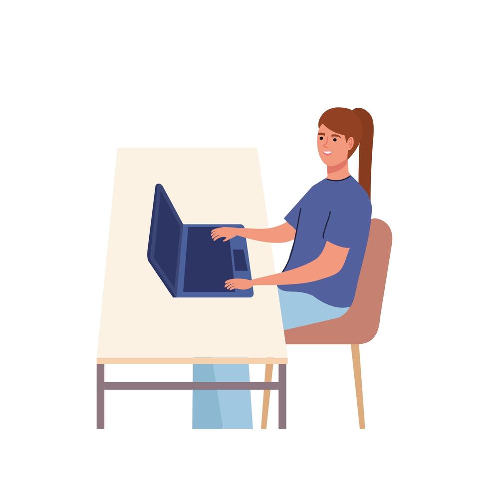 female working at the computer vector