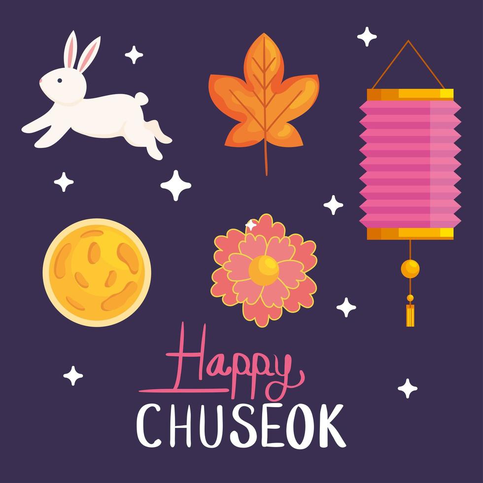 Happy chuseok symbol set vector
