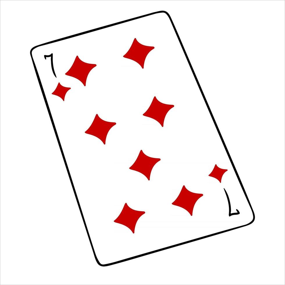 Gambling. Playing card. Casino, luck, fortuna. Seven of tambourines. vector