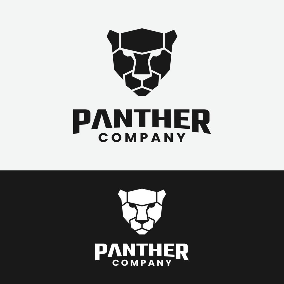 Head of Black Jaguar Panther Leopard Lion Tiger Puma Cougar Wolf Cheetah Rustic Silhouette Vintage Retro Hipster Logo Design Template vector
